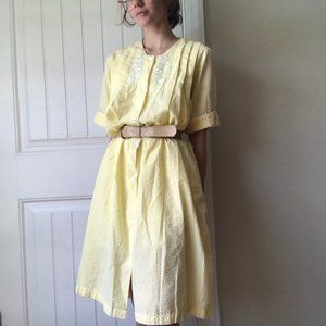 Collette by Miss Elaine Yellow Gingham Nightgown S